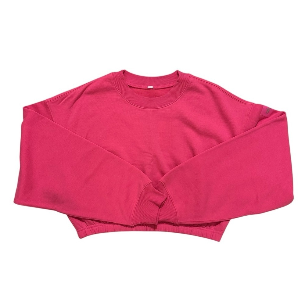 ALO Yoga Devotion Cropped Crewneck Pullover - Neon Pink M